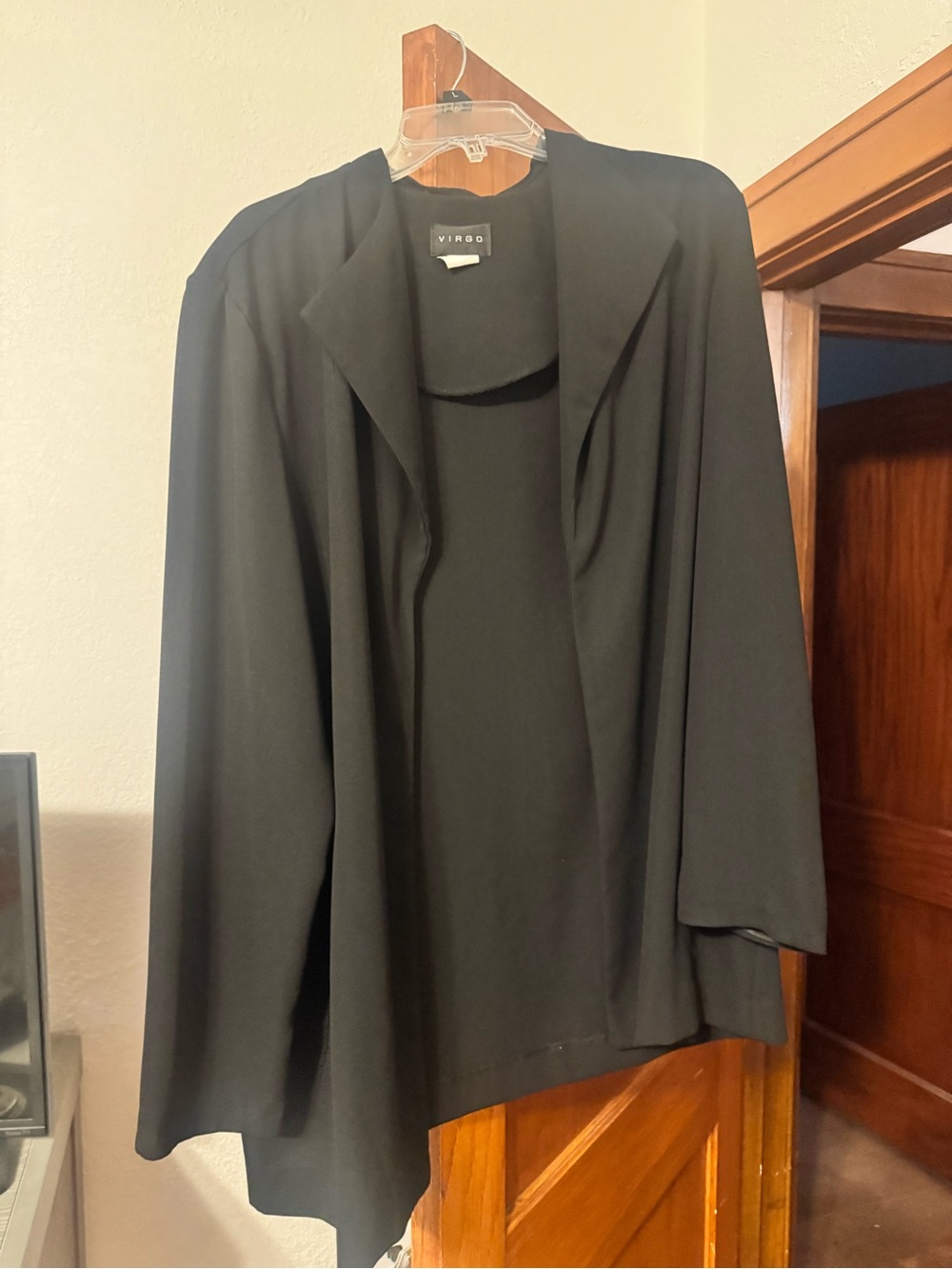 Virgo Black Draped Open-Front Blazer